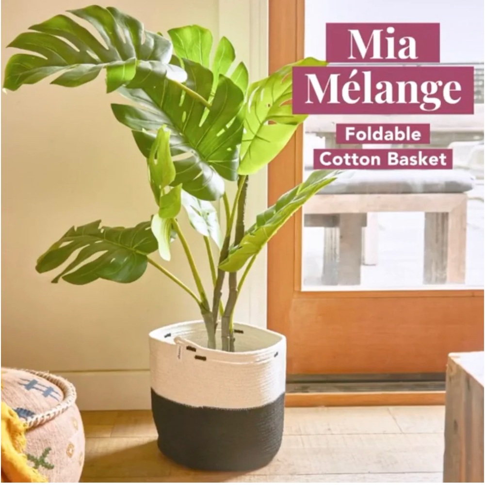 NEW Mia Melange Black White Foldable Cotton Yarn Rope Basket Organizer 9" x 9" - Picture 11 of 11